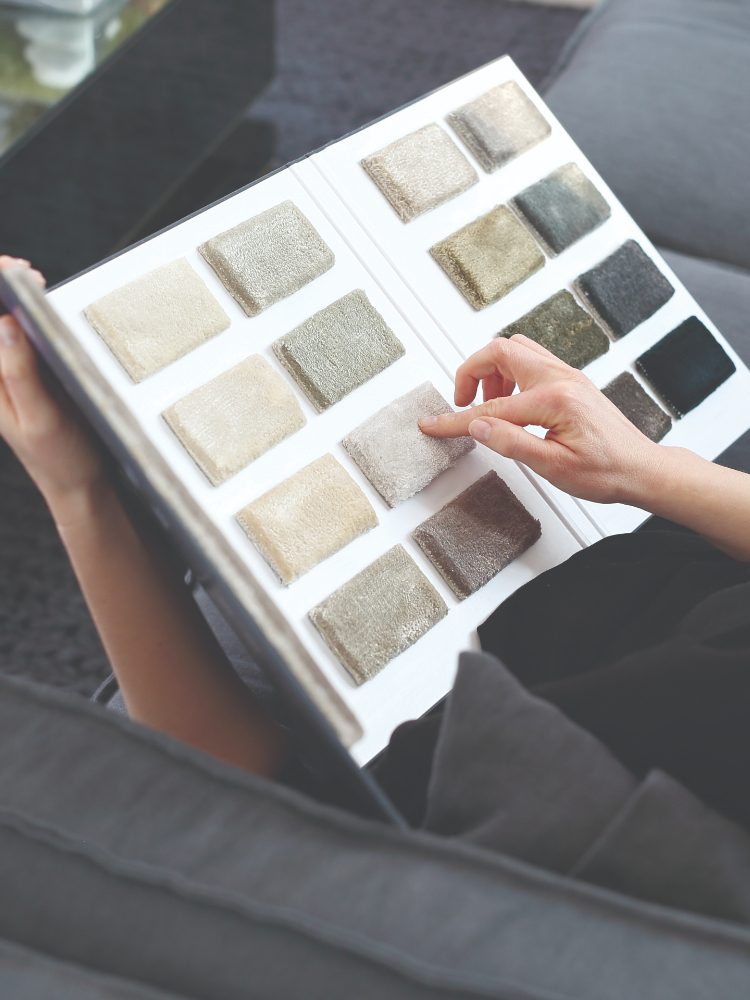 Carpet samples in a book 